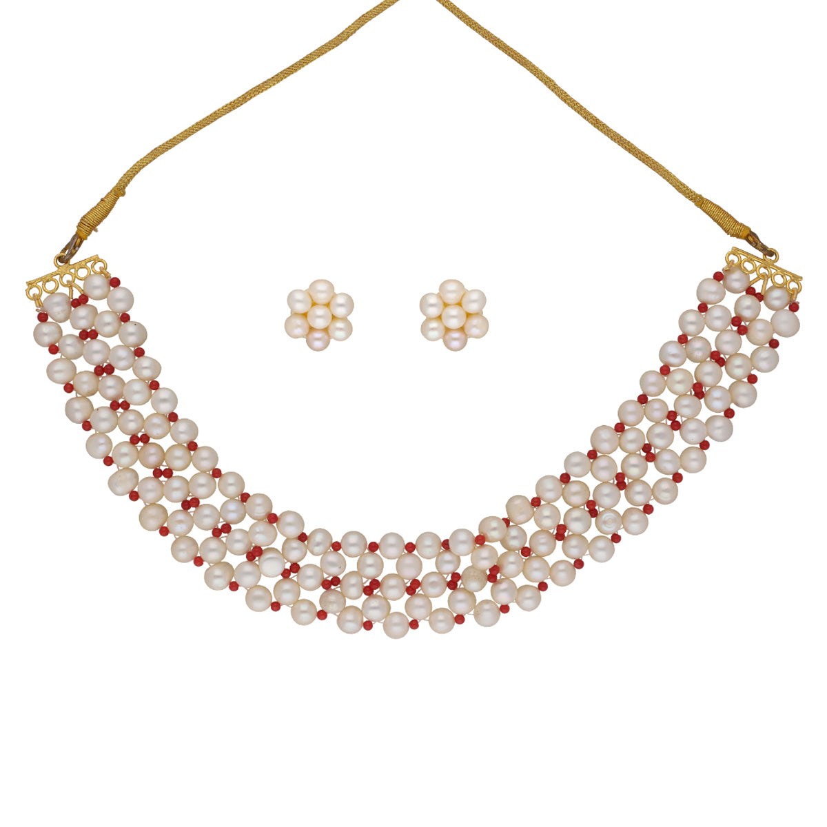J Pearls Eeshta 1 Line Pearl Choker - Real Pearl Jewelry - Distacart