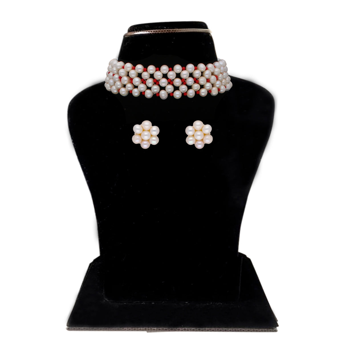 J Pearls Eeshta 1 Line Pearl Choker - Real Pearl Jewelry - Distacart