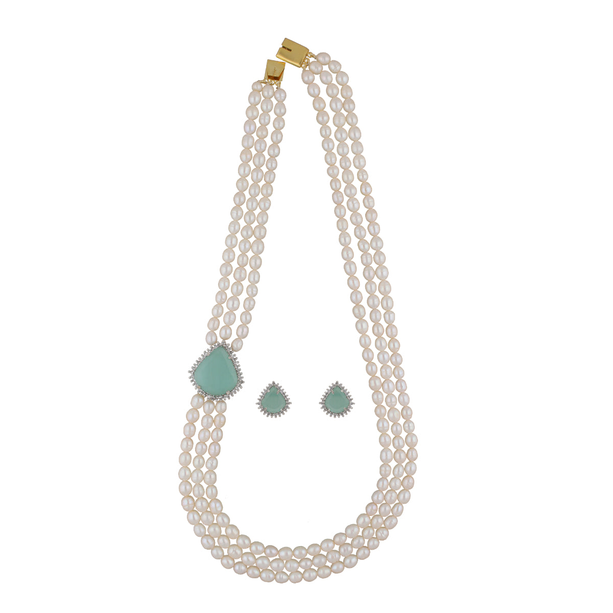 J Pearls Jabala 3 Lines Pearl Set - Real Pearl Jewelry - Distacart