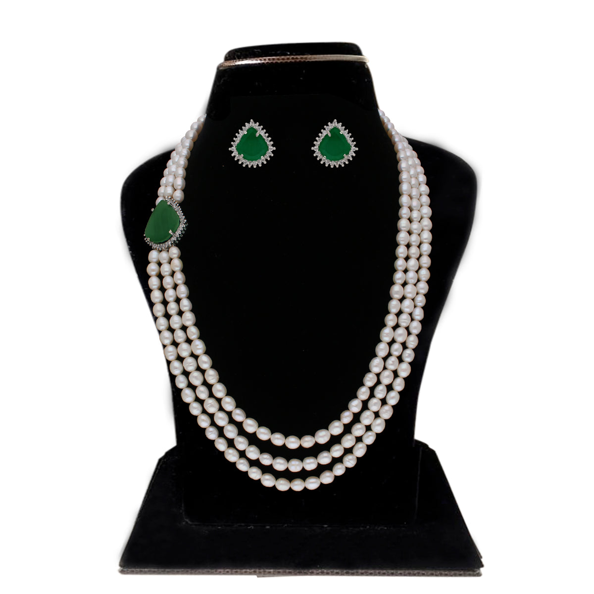 J Pearls Badari 3 Lines Pearl Set - Real Pearl Jewelry - Distacart