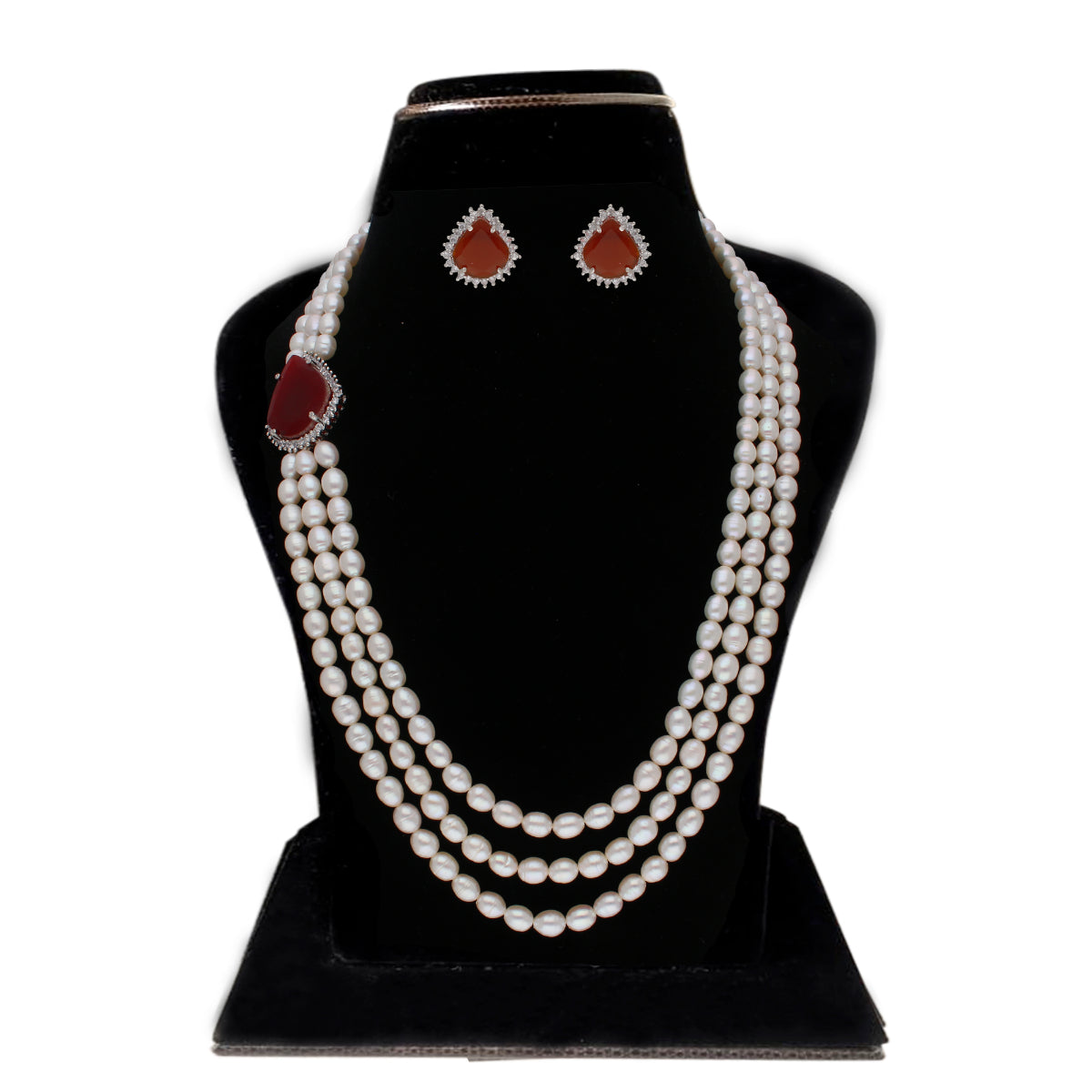 J Pearls Dheera 3 Lines Pearl Choker - Real Pearl Jewelry - Distacart
