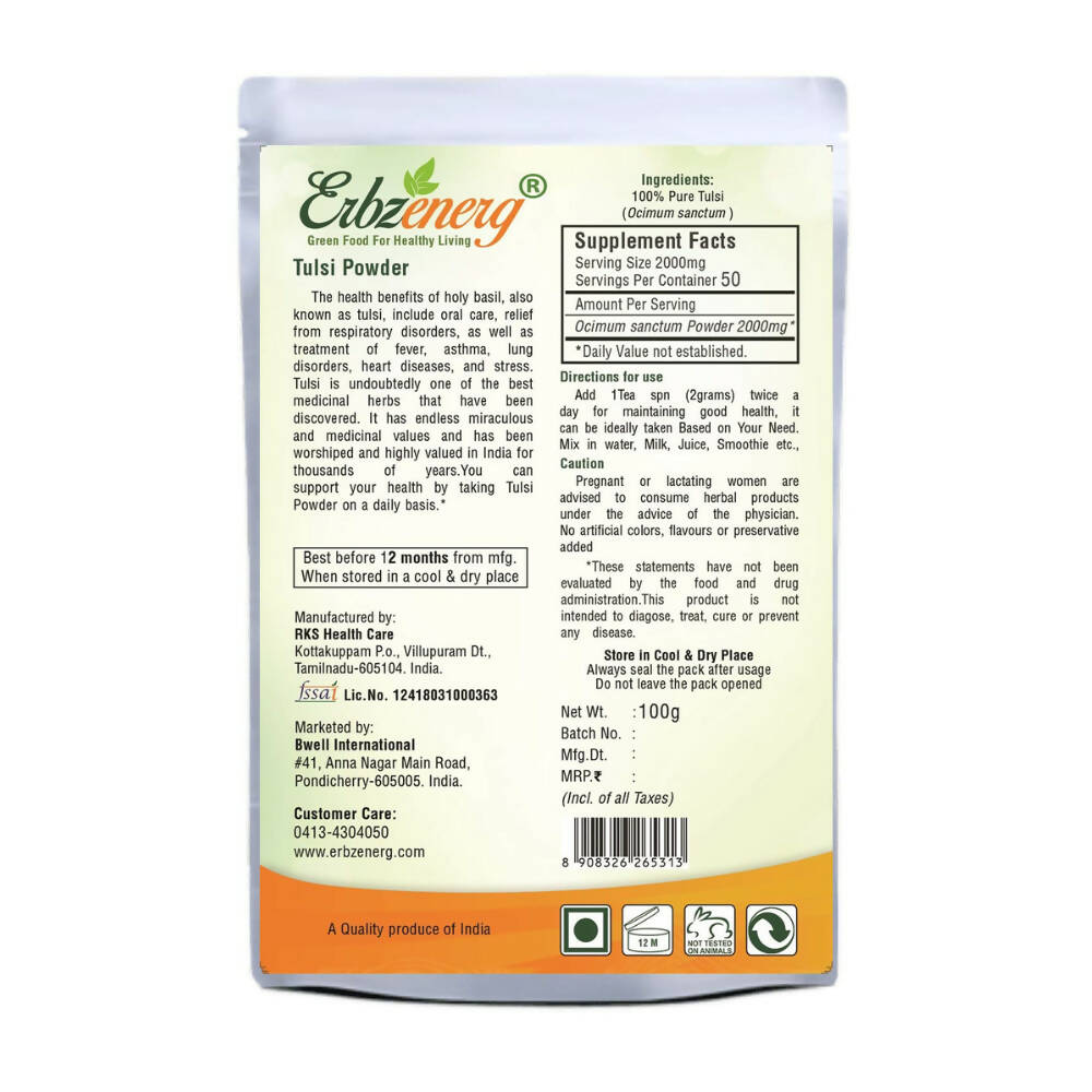 Erbzenerg Organic Tulsi Leaf Powder - Distacart