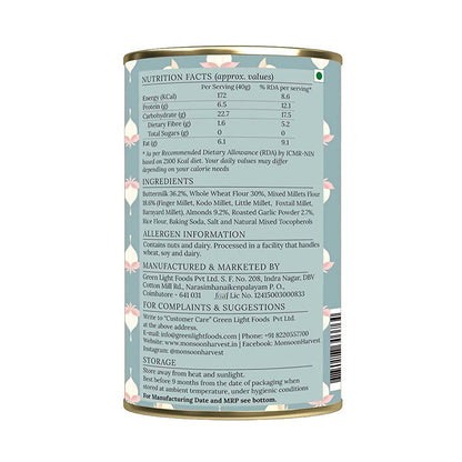 Monsoon Harvest Buttermilk & Millet Crackers Roasted Garlic