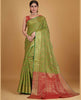 Green Silk Woven Design Saree With Unstitched Blouse Piece - Akshita - Distacart