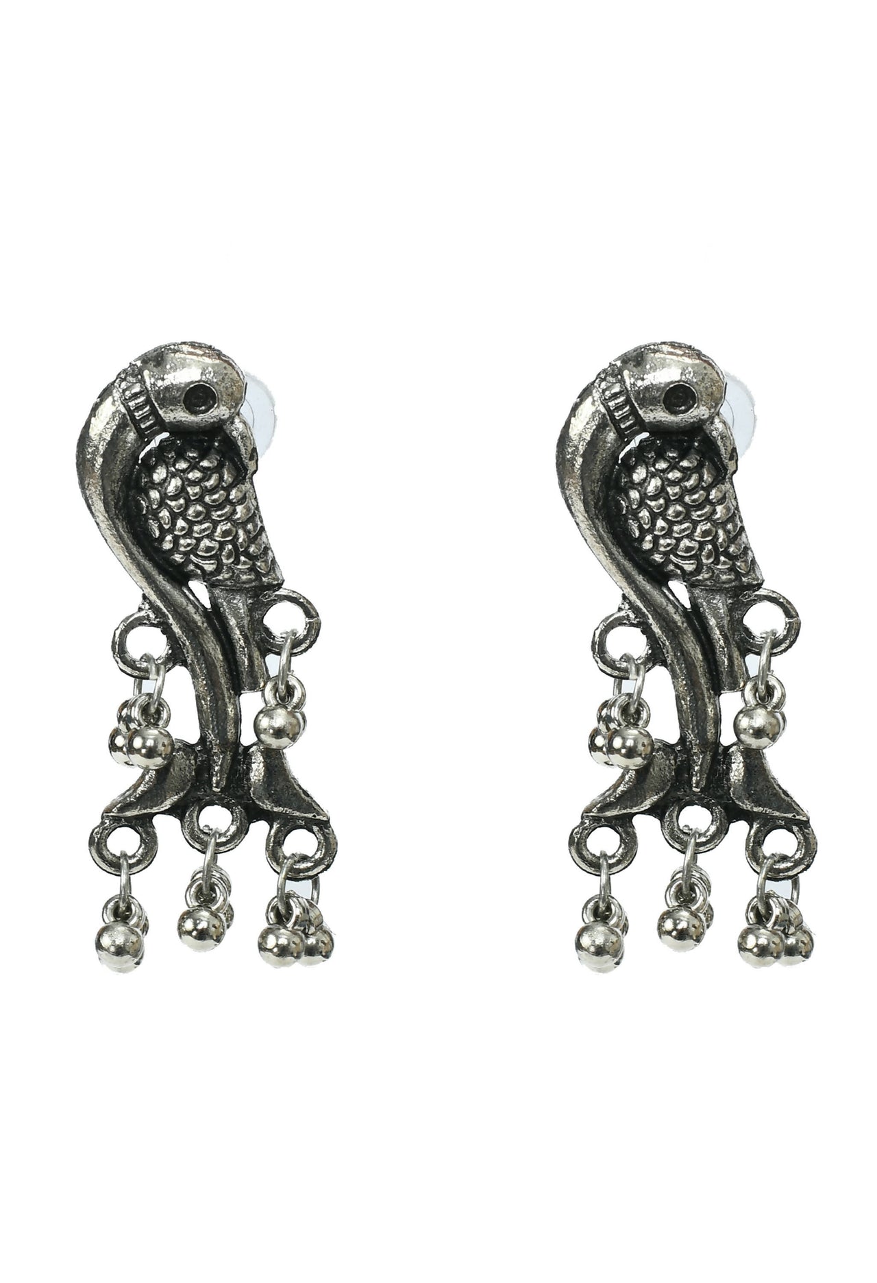 Mominos Fashion Johar Kamal Oxidised Silver-Plated Brass Finish Peacock Choker For Women (Silver) - Distacart