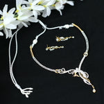 Thumbnail for Mominos Fashion Johar Kamal Silver-Plated American Diamond Choker Set - Distacart