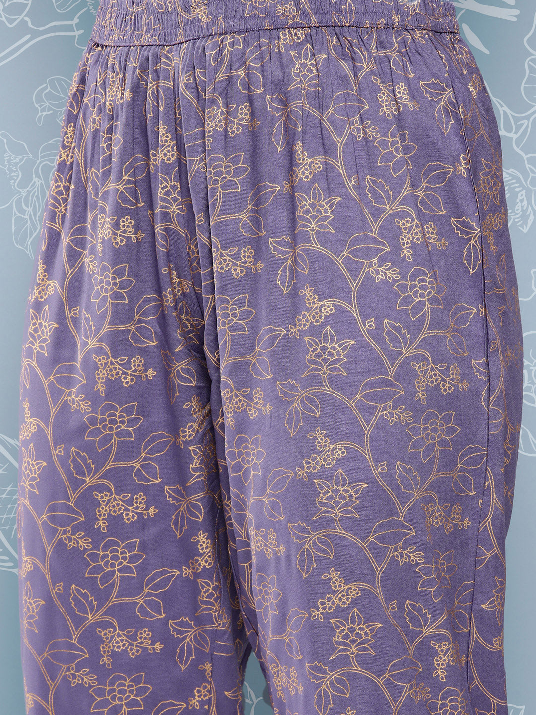 NOZ2TOZ Women Purple Embroidered Straight Kurta With Palazzo And Net Dupatta - Distacart