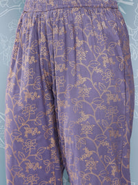 Thumbnail for NOZ2TOZ Women Purple Embroidered Straight Kurta With Palazzo And Net Dupatta - Distacart