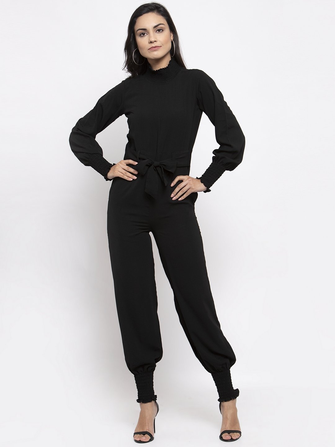 Jompers Women Black Solid Basic Jumpsuit - Distacart