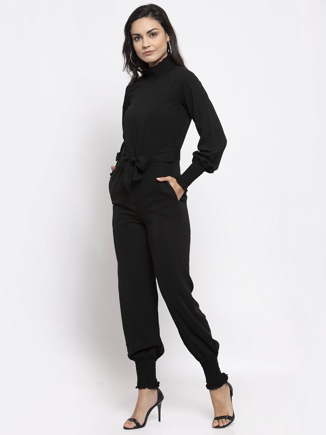 Jompers Women Black Solid Basic Jumpsuit - Distacart