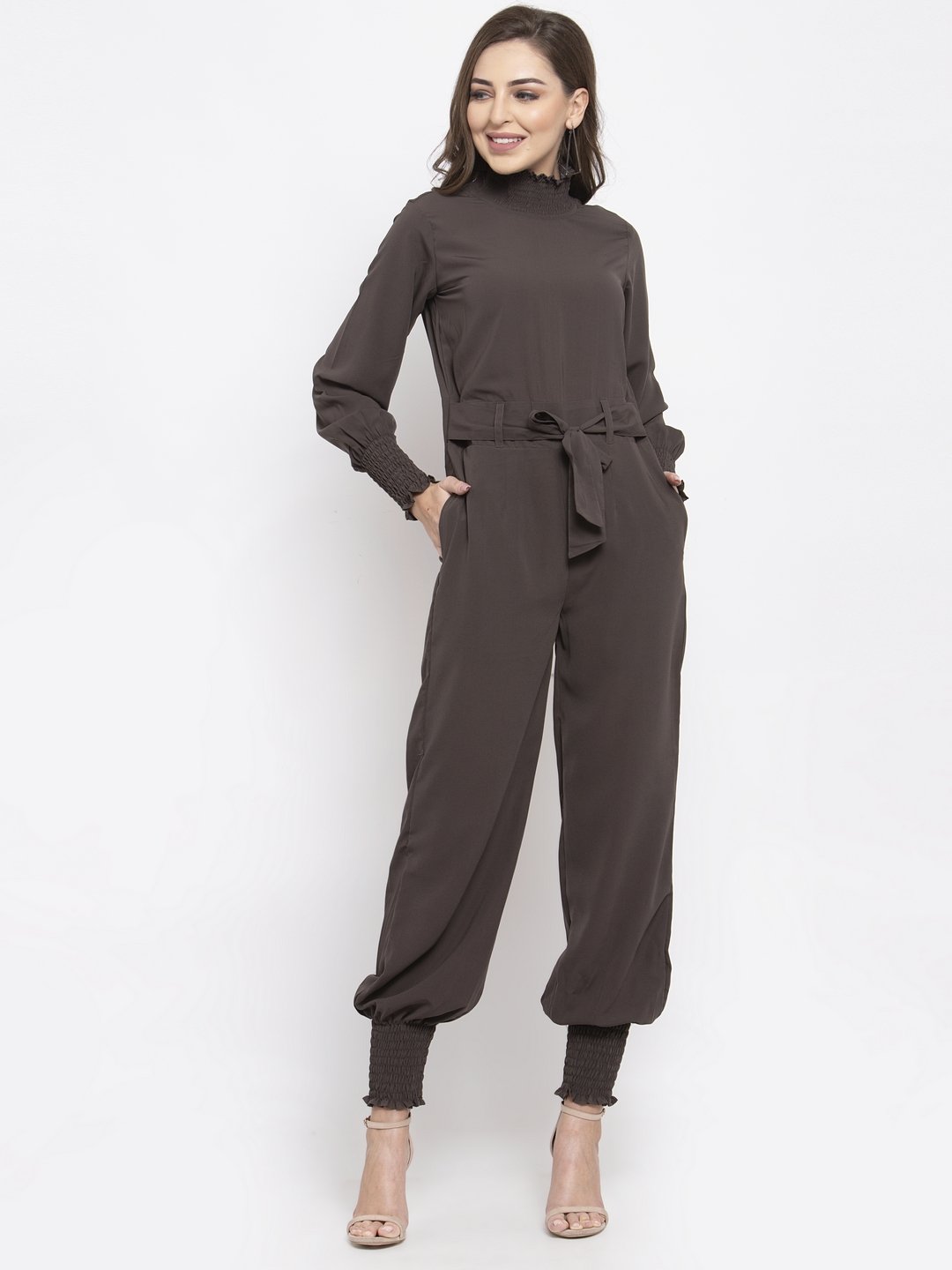 Jompers Women Grey Solid Basic Jumpsuit - Distacart