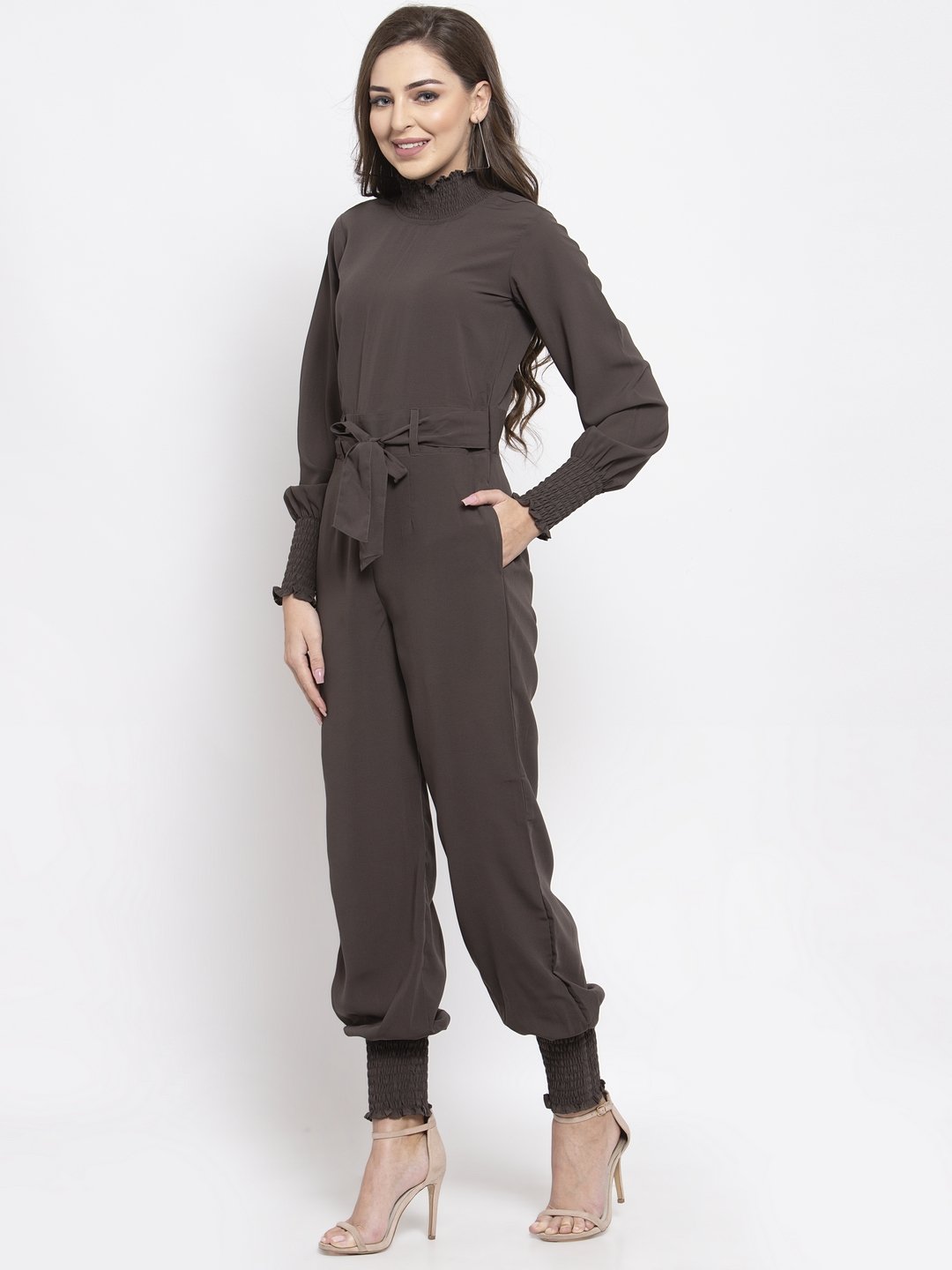 Jompers Women Grey Solid Basic Jumpsuit - Distacart