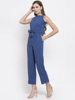 Thumbnail for Jompers Women Blue Solid Embellished Jumpsuit - Distacart
