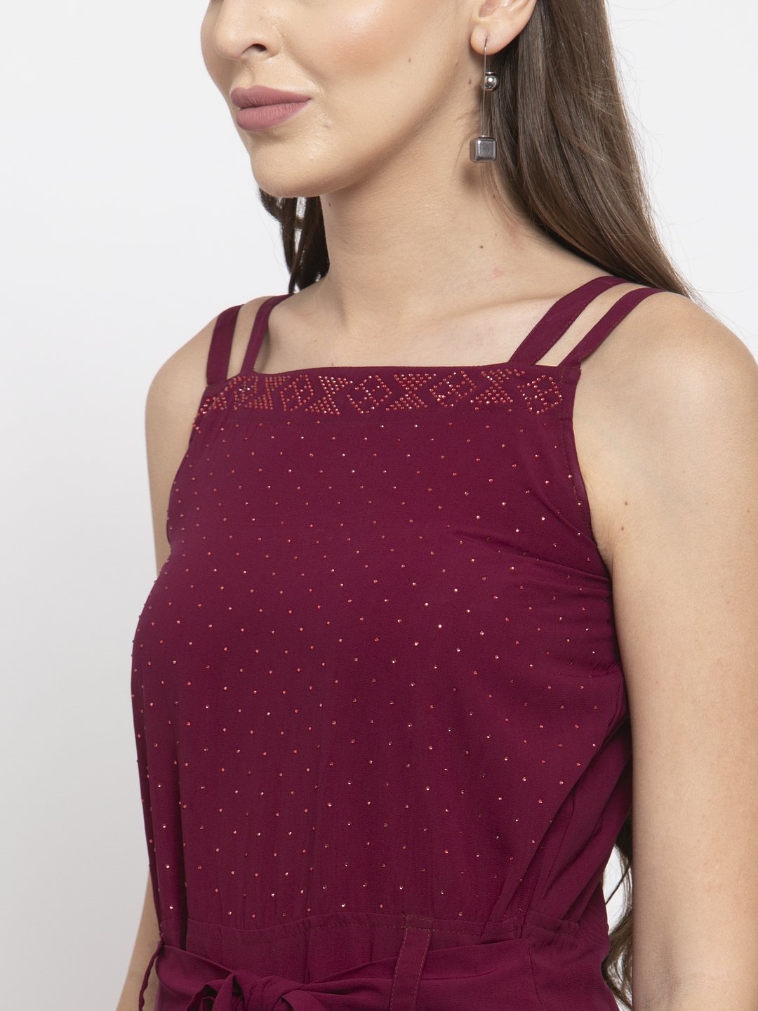Jompers Women Purple Solid Embellished Jumpsuit - Distacart
