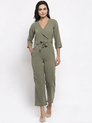 Jompers Women Pista-Green Solid Jumpsuit - Distacart