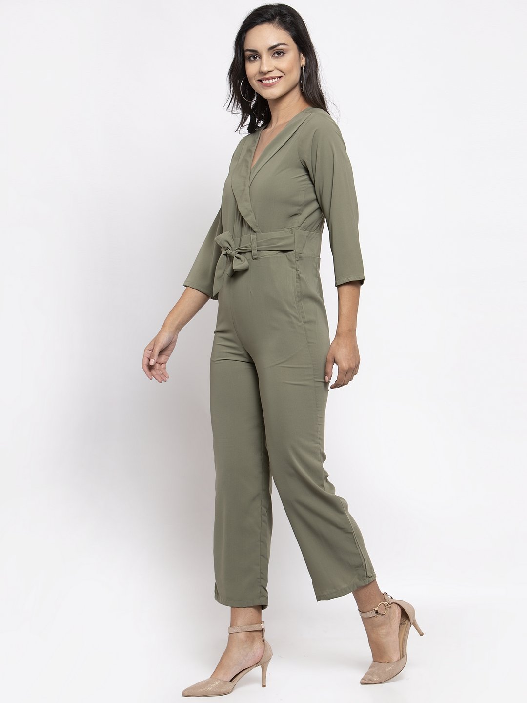 Jompers Women Pista-Green Solid Jumpsuit - Distacart
