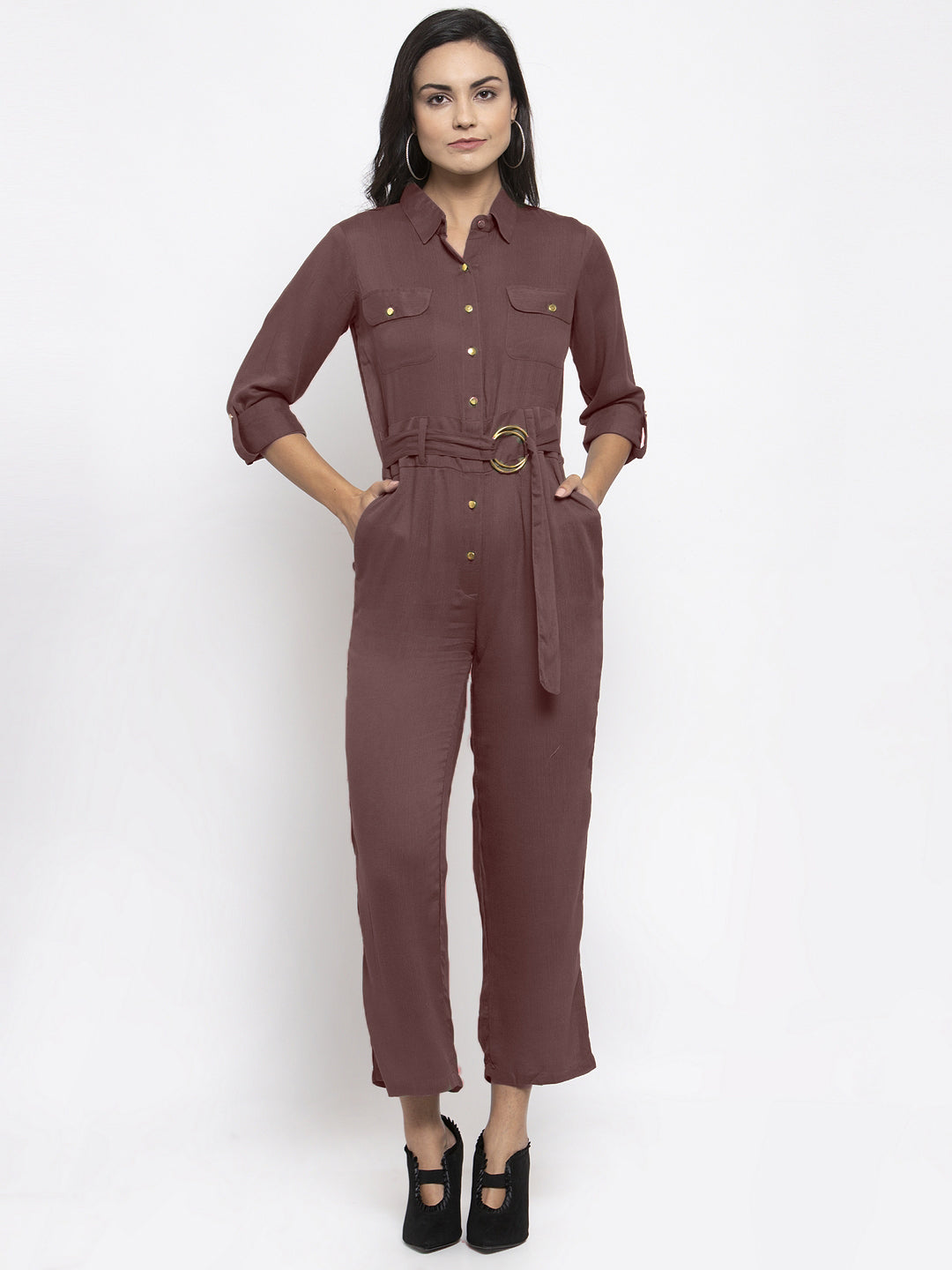 Jompers Women Brown Solid Jumpsuit - Distacart
