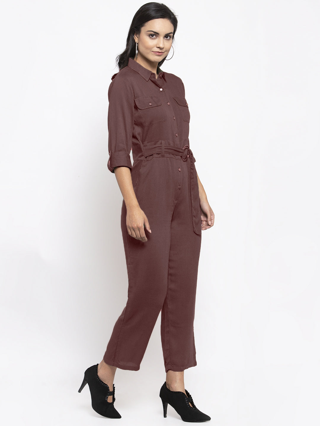 Jompers Women Brown Solid Jumpsuit - Distacart