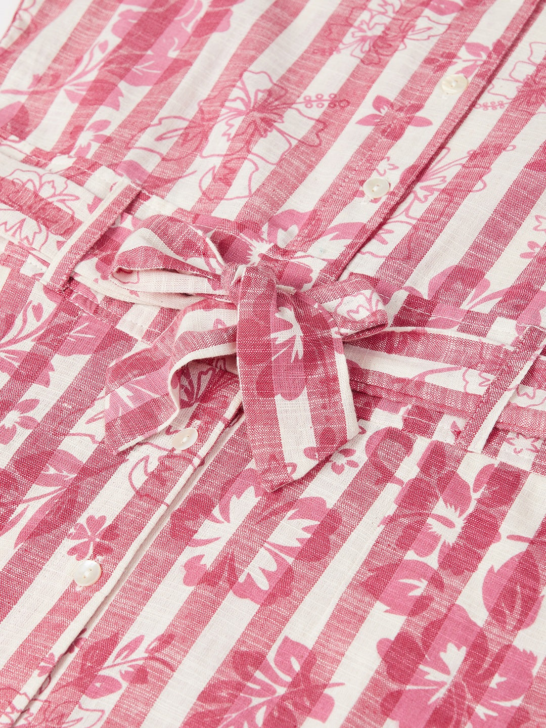 Jompers Women Off-White & Pink Striped Mandarin Collar Basic Jumpsuit - Distacart