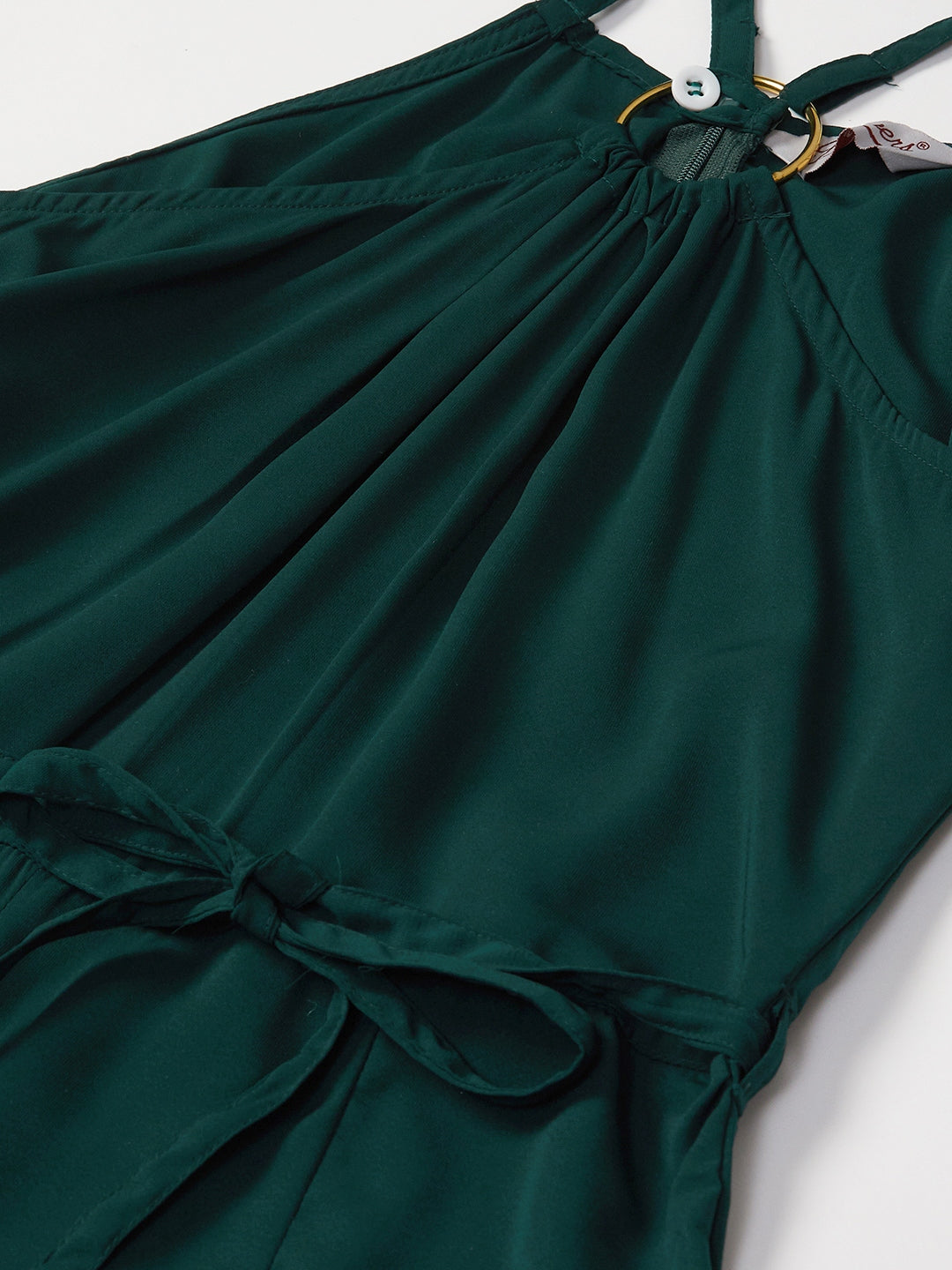 Jompers Women Green Solid Basic Halter Neck Basic Jumpsuit - Distacart