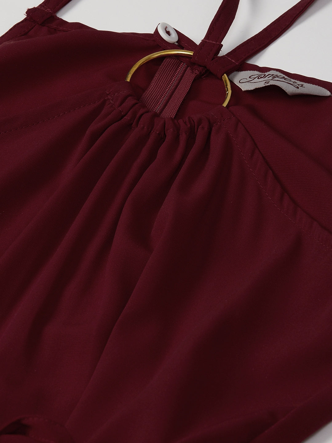 Jompers Women Maroon Solid Basic Halter Neck Basic Jumpsuit - Distacart