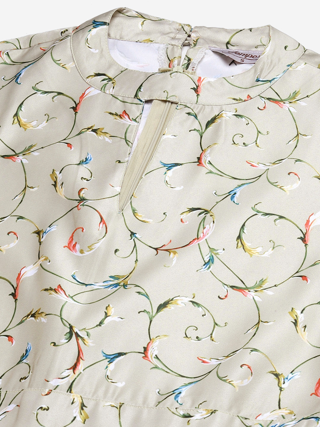 Jompers Women Lime Green & Off-White Printed Keyhole Neck Flared Sleeves Basic Jumpsuit - Distacart