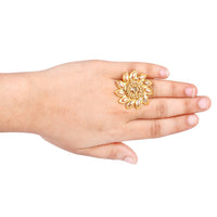 Thumbnail for Tehzeeb Creations Sunflower Style Ring With Kundan And Stone