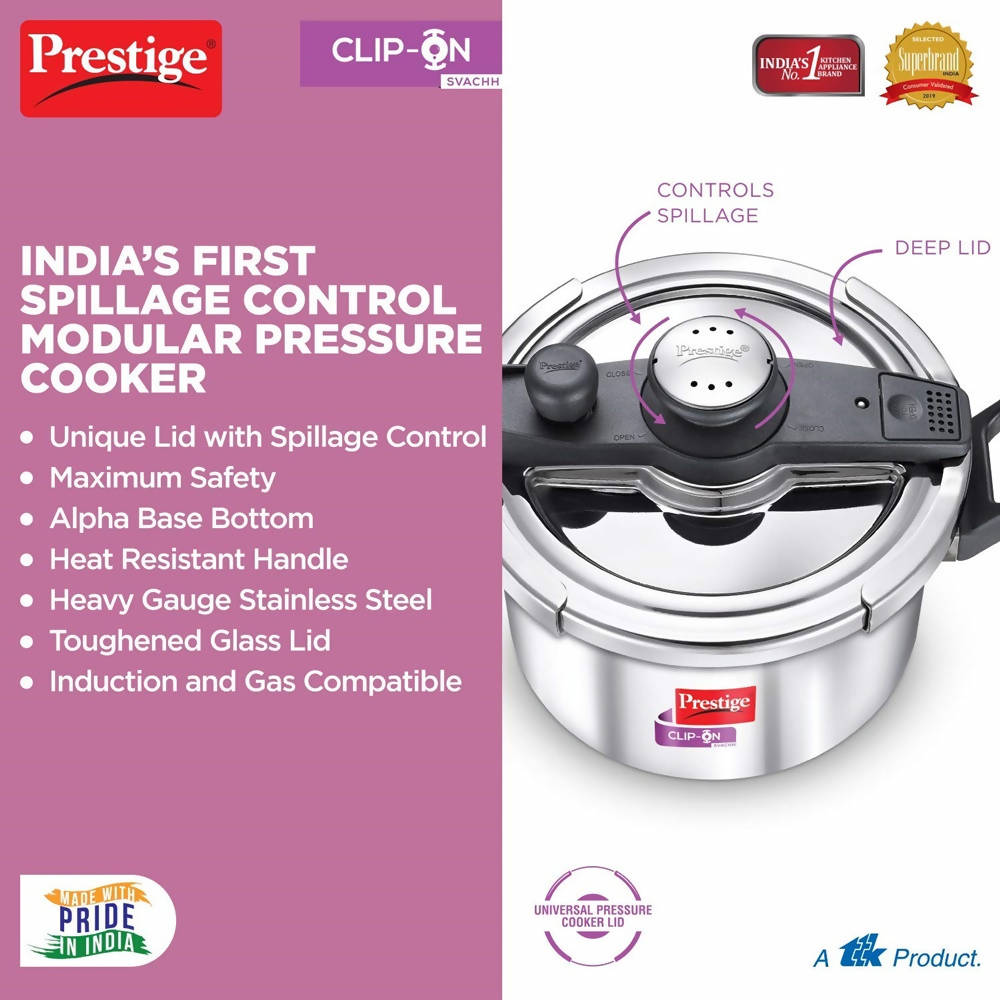 Prestige Clip On Svachh Stainless Steel Pressure Cooker