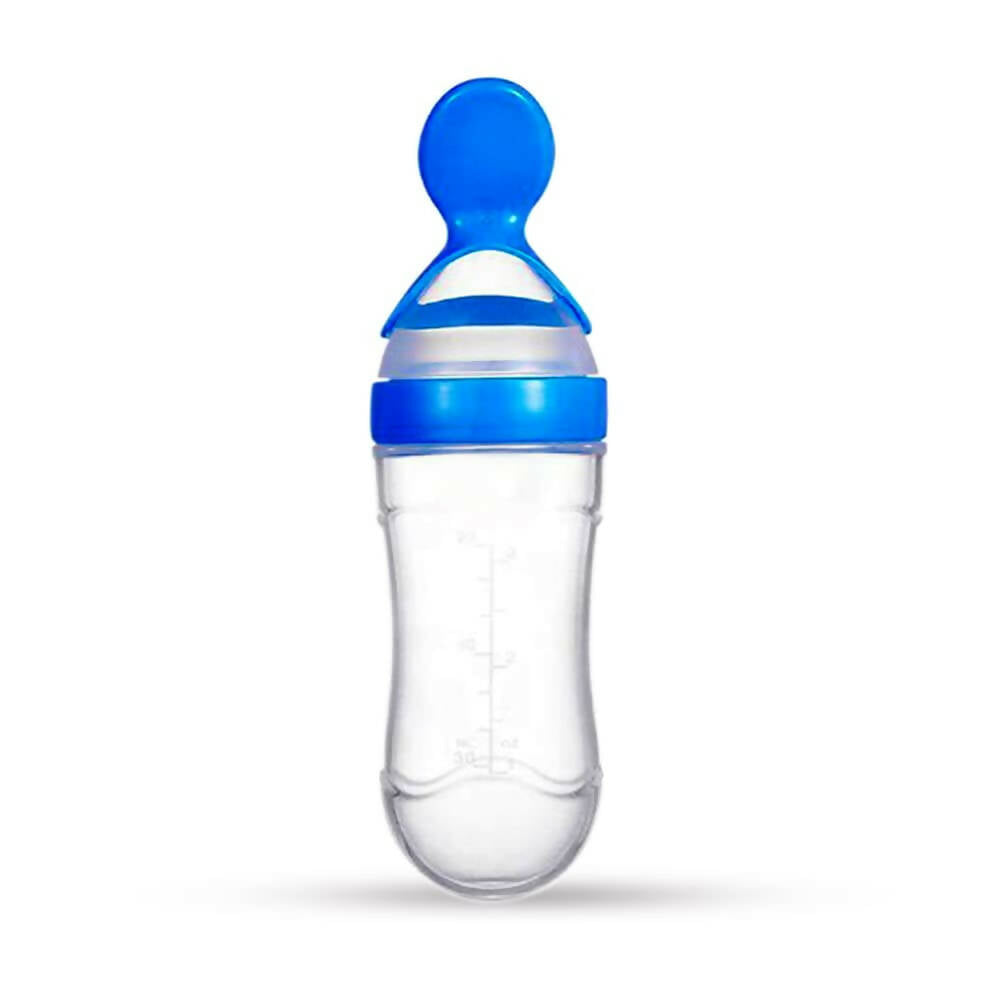 Goodmunchkins Silicone Spoon Food Feeder Silicone Bottle for Babies-Blue - Distacart