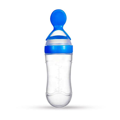 Goodmunchkins Silicone Spoon Food Feeder Silicone Bottle for Babies-Blue - Distacart