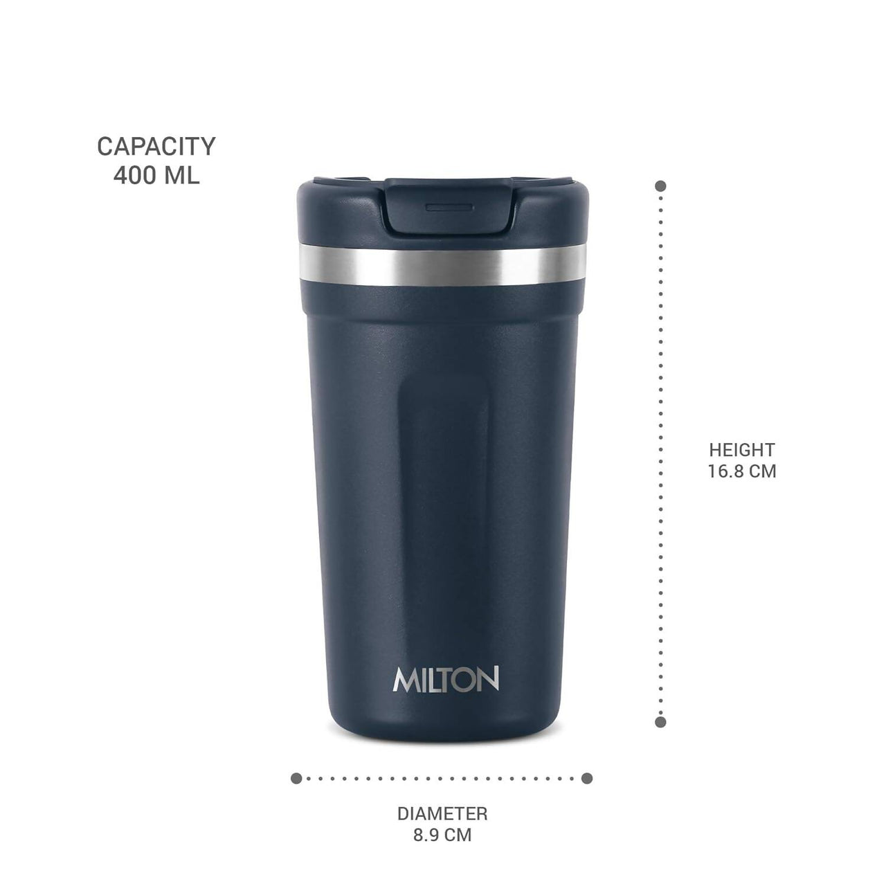 Milton Corral Thermosteel Insulated Coffee Mug Tumbler - 400ml (Navy Blue) - Distacart