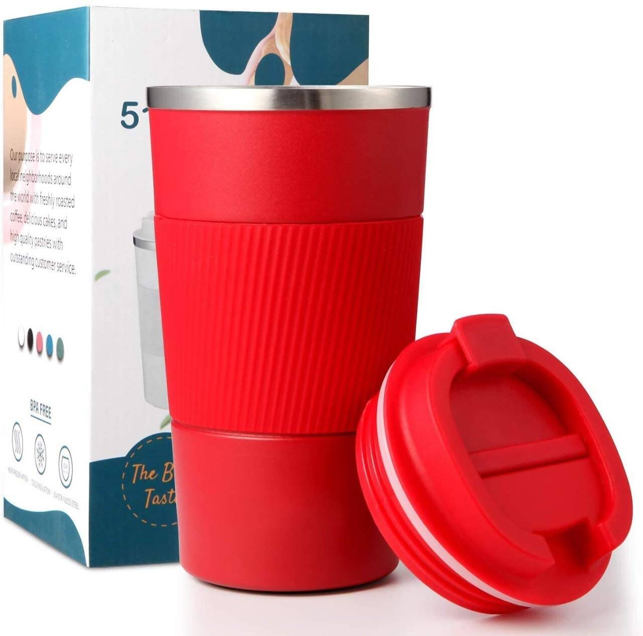 Wosta Insulated Travel Coffee Mug Tumbler 2.0 - 510ml (Red) - Distacart