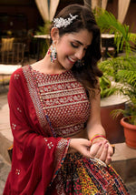 Thumbnail for Women's Wedding Traditional Multi Dull Satin Lehenga Choli - Kaushlya - Distacart