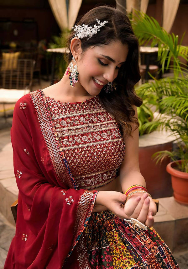 Women's Wedding Traditional Multi Dull Satin Lehenga Choli - Kaushlya - Distacart