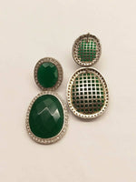 Thumbnail for Smart Dangler With Rhino Stone Border Green Earrings For Women and Girls By House of Ree - Distacart