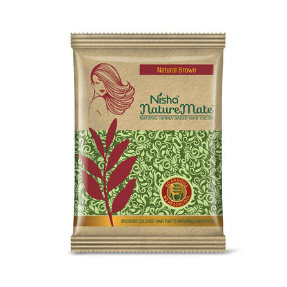Nisha Nature Mate Henna Based Hair Natural Brown Color - Distacart