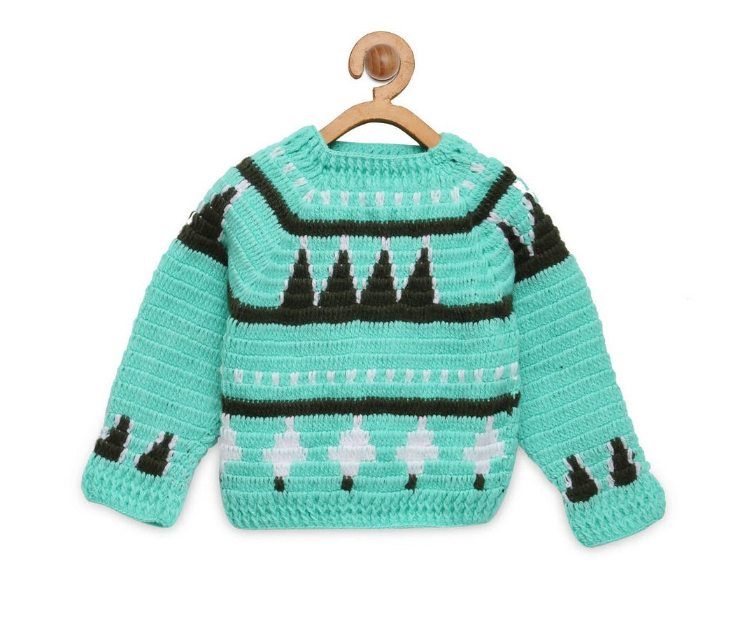 Chutput Kids Green Coloured Solid Pullover For Baby Boys with Field Detail - Distacart