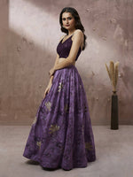 Thumbnail for House of Panchhi Lavender Organza Floral Printed Lehenga choli & Dupatta - Distacart