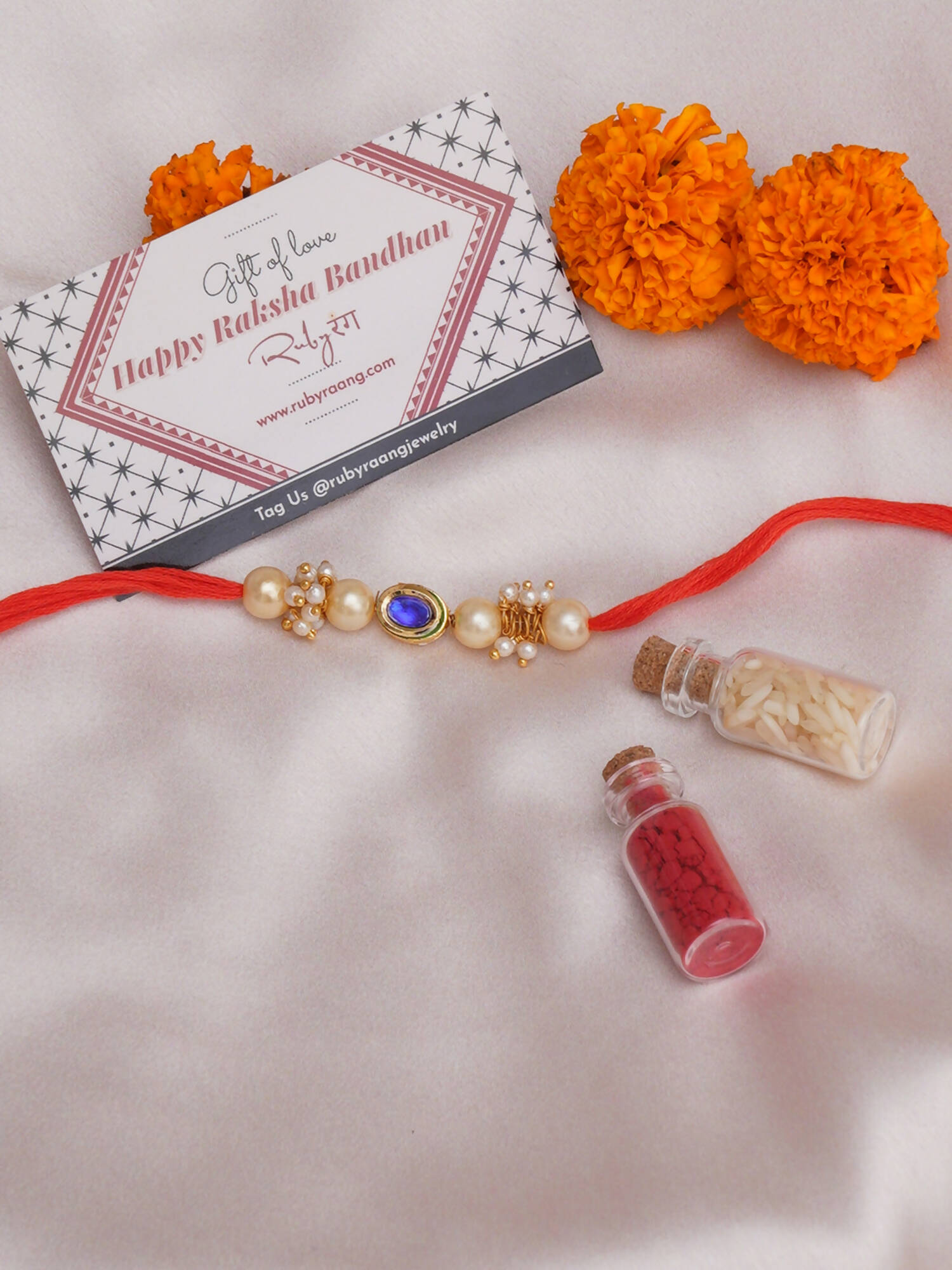 Designer kundan Rakhi - Ruby Raang - Distacart