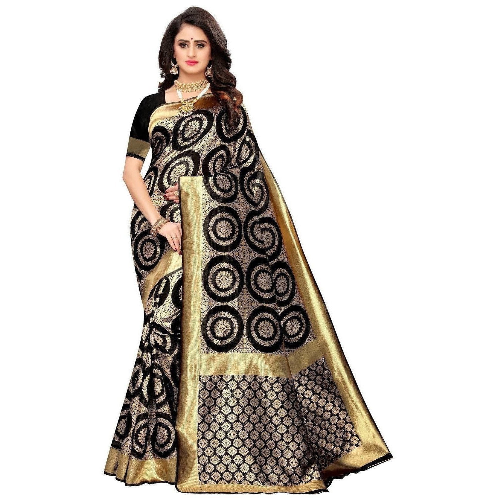 Vamika Banarasi Jaquard Black Weaving Saree (Banarasi 26)