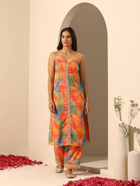 Thumbnail for Pomcha Jaipur Orange Gul-Rangbirangi Suit Set - Distacart