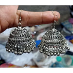 Thumbnail for Tassel Hook Silver Jhumka Earrings