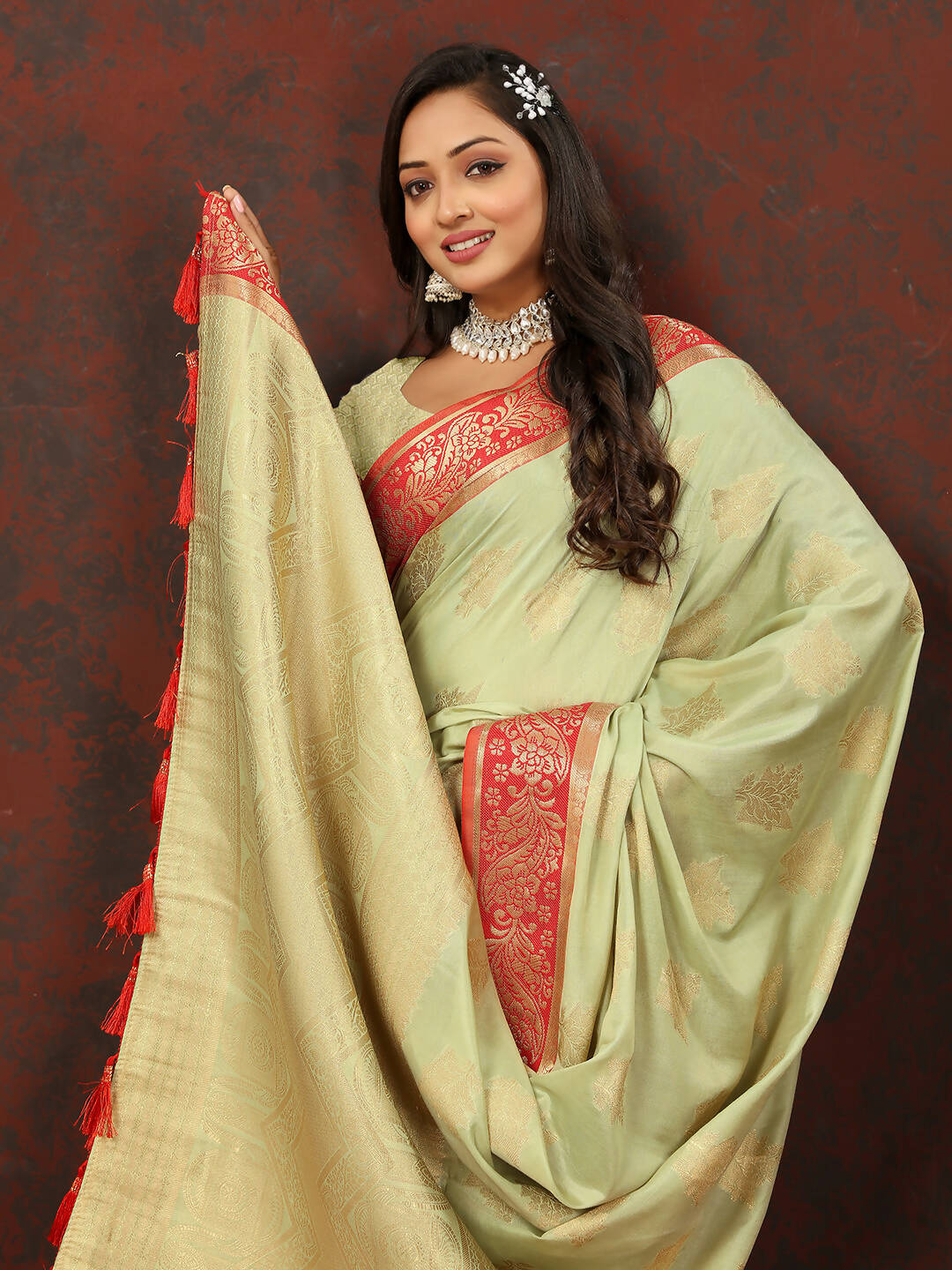 Lorenvalley Fashion Seagreen Cotton Woven Design with Zari Weaving Design Saree - Distacart