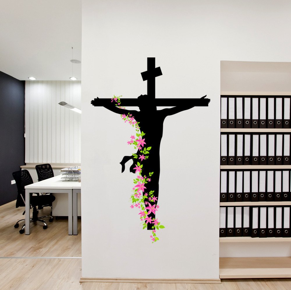 Jesus Christ Floral Religion Christian Trinity Prayer Wall Sticker