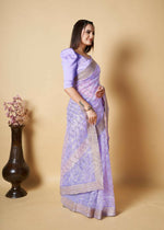 Thumbnail for Vamsee Blue Organza Saree - Distacart