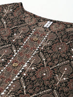 Thumbnail for Yufta Women Black Ethnic Motifs Printed Pure Cotton Kurta with Trouser and Dupatta