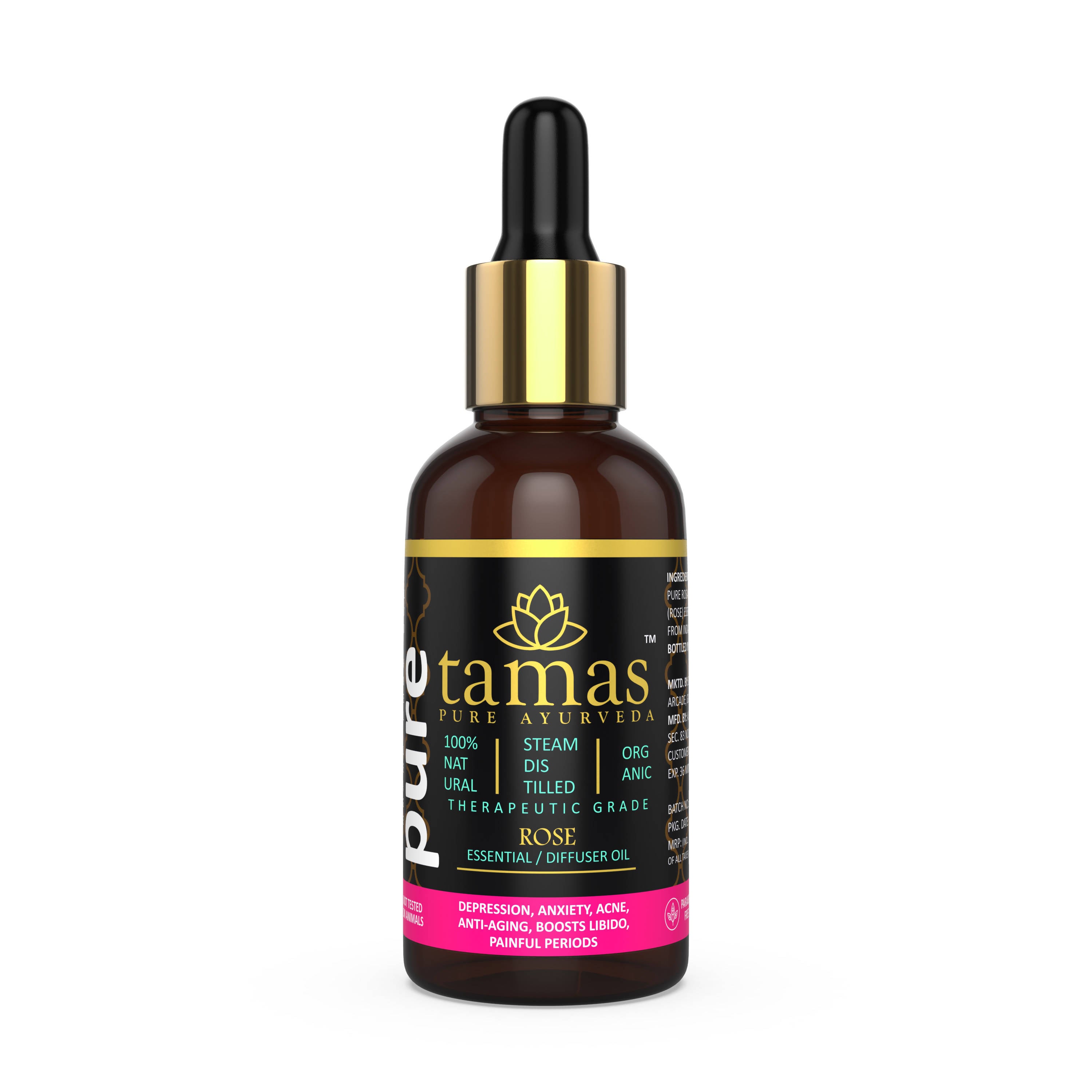 Tamas Pure Ayurveda 100% Organic Rose Essential Oil- USDA Certified Organic - Distacart