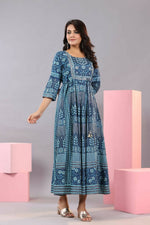 Thumbnail for Juniper Women Blue Shantoon Floral Printed Maxi Dress - Distacart