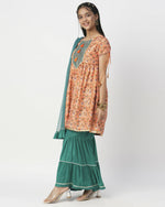 Thumbnail for Lil Drama Raangoli Girls Orange Kurta With Sharara&Dupatta Set - Distacart