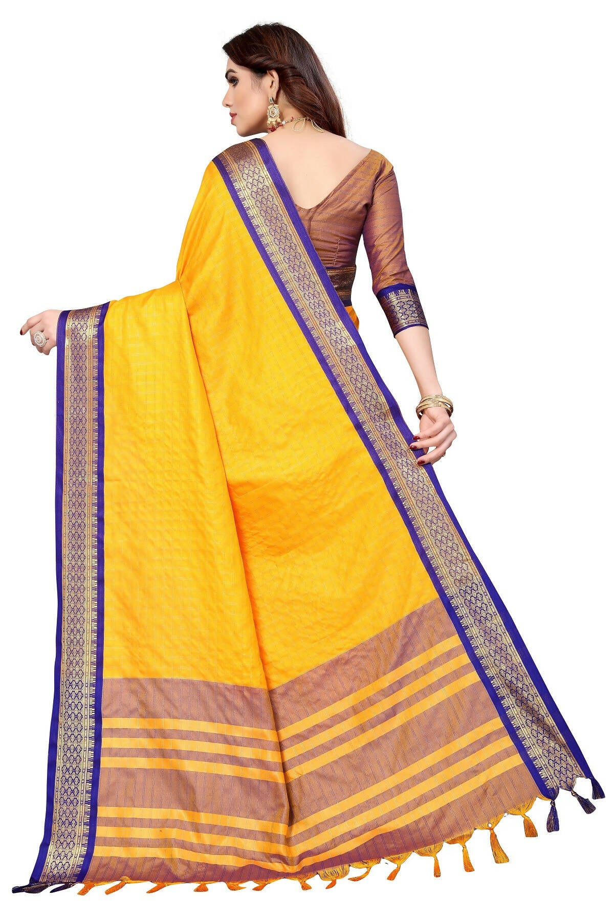 Vamika Weaving Yellow Cotton Silk Saree (BHAVINI YELLOW) - Distacart